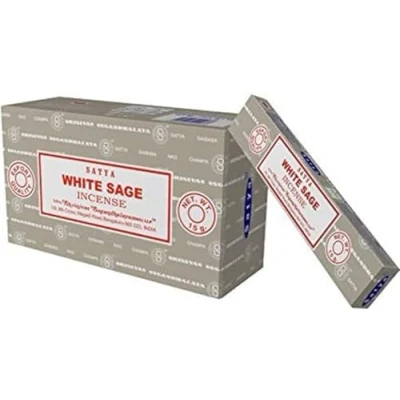 Afbeelding van Satya Nag Champa Wierookstokjes, witte salie, 15 g, 12 verpakkingen
