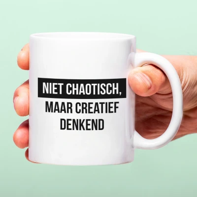 Afbeelding van Mok Niet Chaotisch, Maar Creatief Denkend