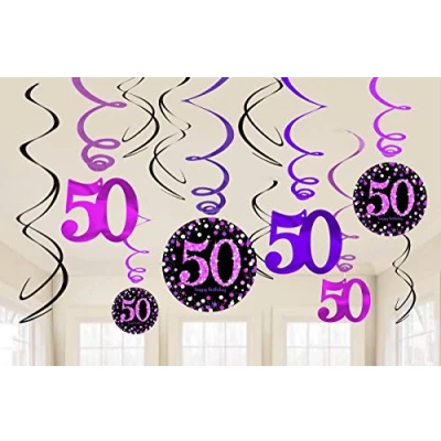 Afbeelding van Decoratie swirl 50 Sparkling zwart roze