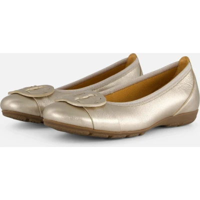 Afbeelding van Gabor Sportliche Ballerina&#039;s, Dames, Maat: 38.5, Beige Veloursleer