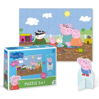 Afbeelding van DODO Toys Peppa Pig Puzzel 2 in 1 met George Speelfiguur 4+ 60 stukjes 23x32 cm Speelgoed 3 4 5 jaar Kinderpuzzel