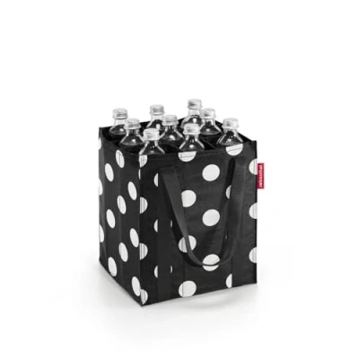 Afbeelding van Reisenthel Bottlebag Flessentas 9 Flessen 1Ltr 1L Dots Wit