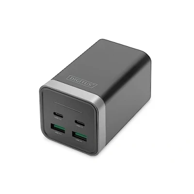 Image de Digitus Adaptateur secteur GaN, universel 150 Watt 5 A PD 3.0 4 connecteurs de sortie (24 pin USB C, USB) noir, argent