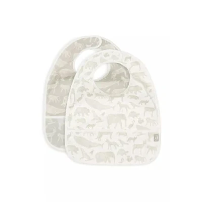 Image de Jollein 029 864 67043 Lot de 2 bavoirs imperméables Motif animaux Vert olive