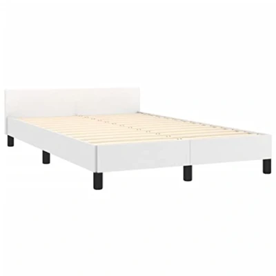 Afbeelding van Bedframe met hoofdbord kunstleer wit 120x190 cm