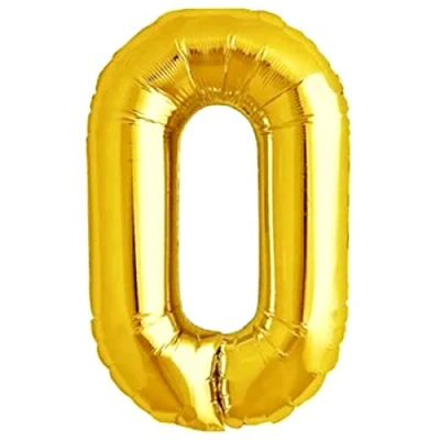 Afbeelding van Ballon 10, 20, 30, 40, 50, 60, 70, 80, 90 jaar, nummer 0, goud, metallic, XXL, reus, 100 cm, decoratie verjaardag, lucht of helium
