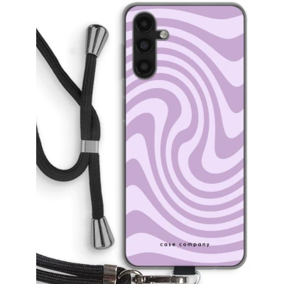 Afbeelding van Case Company® hoesje met Koord geschikt voor Samsung Galaxy A04s Swirl Paars Telefoonhoesje Zwart Bescherming aan alle Kanten en Over de Schermrand