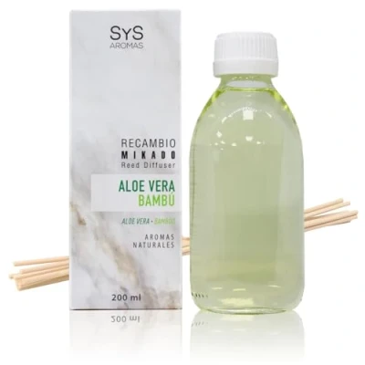 Afbeelding van SYS Geurstokjes Aloë Vera Bamboe Navulverpakking 100% Natuurlijk Kalmerend &amp; Rustgevend 200ml