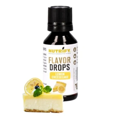 Afbeelding van NUTRIFY Aromatische druppels met citroen, 30 ml, zonder kunstmatige calorieën en kleurstoffen, meer cheesecakesmaak in levensmiddelen dranken, suikervrij, vetvrij,