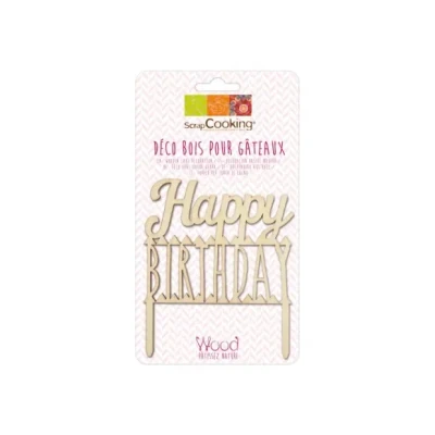 Afbeelding van Scrapcooking Cake Topper Wood Happy Birthday