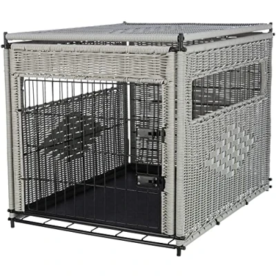 Afbeelding van Trixie Bench Homekennel Polyrotan Lichtgrijs 58X77X60 CM
