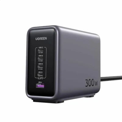 Afbeelding van UGREEN 300W Fast Charge Dock Snellader op bureau 5 Port PD GaN Oplader USB C Nexode Charger