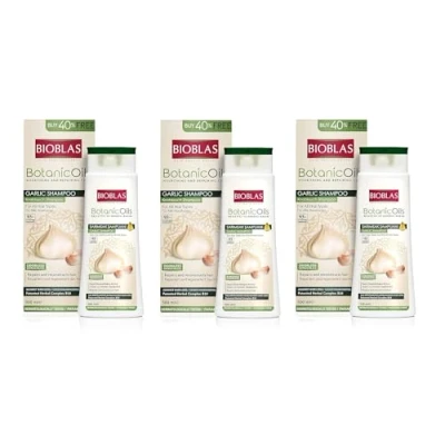 Image de Bioblas Lot de 3 shampoings à l&#039;ail 500 ml Sans odeur Anti chute cheveux Pour homme et femme