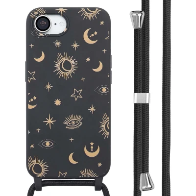 Afbeelding van imoshion hoesje Geschikt voor iPhone 16e Siliconen design met koord Sky Black