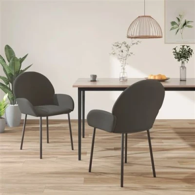 Image de vidaXL Chaises à manger lot de 2 Gris foncé Velours344846