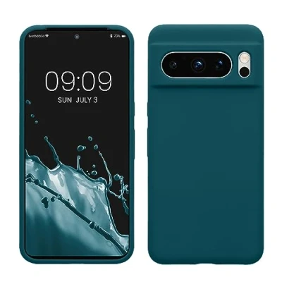 Afbeelding van kwmobile telefoonhoesje geschikt voor Google Pixel 8 Pro Hoesje met siliconen coating Smartphone case in mat petrol