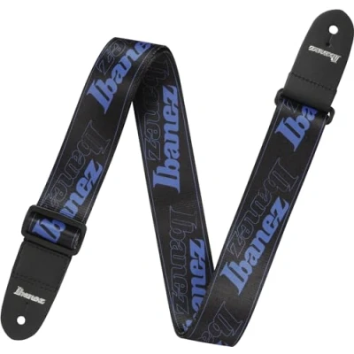 Afbeelding van Ibanez GSD50 Logo Design Strap (Black/Blue) Gitaarband