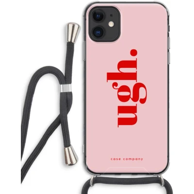 Afbeelding van Case Company® hoesje met Koord geschikt voor iPhone 11 Ugh Telefoonhoesje Zwart Extra Bescherming aan alle Kanten en Over de Schermrand