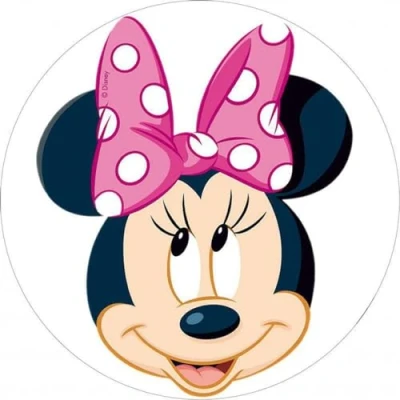 Afbeelding van Minnie Mouse taartdecoratie, rond, 20 cm, verjaardagstaartdecoratie