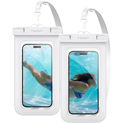 Afbeelding van Spigen Aqua Shield IPX8 waterdichte beschermhoes, compatibel met iPhone, Galaxy, Xiaomi, Google smartphones, wit, 2 stuks