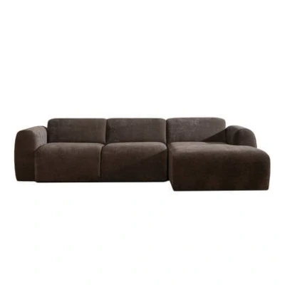 Afbeelding van Bronx71 Hoekbank Maine chenille stof bruin rechts