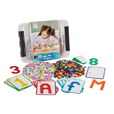 Afbeelding van Plus ABC &amp; 123 Opbergbox Constructiespeelgoed Set Met Bouwstenen 2000 Delige Bouwset Bouwspeelgoed Vanaf 3 Jaar