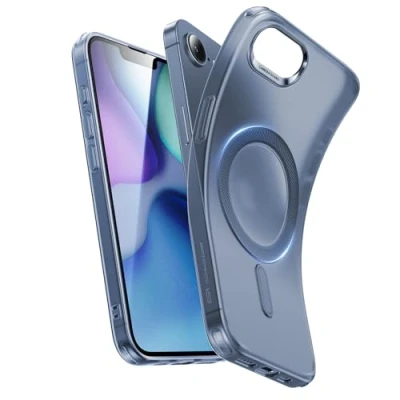 Afbeelding van ESR Magnetische beschermhoes voor iPhone 16e, MagSafe compatibel, camerabescherming, schokbestendig, krassen en vergeling, mat blauw transparant