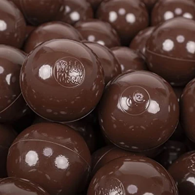 Afbeelding van KiddyMoon 100 ballen / 7 cm kleurrijke van kunststof voor zwembad kinderen baby made in EU, bruin