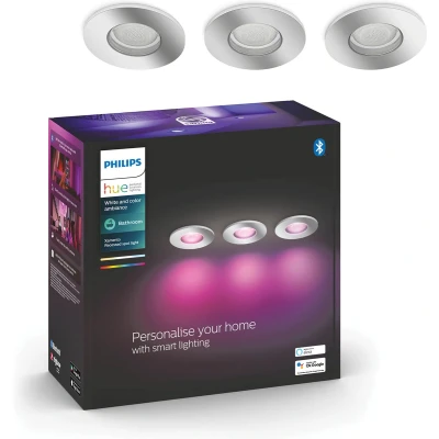 Afbeelding van Philips Hue Xamento badkamerinbouwspot wit en gekleurd 3 pack chroom rond