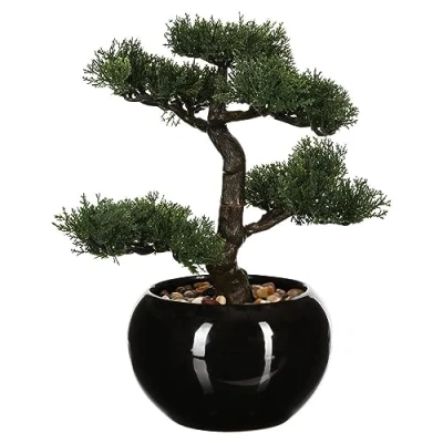 Afbeelding van Atmosphera bonsai boompje in keramische pot 36 cm pvc groen kunstplant Nepplanten