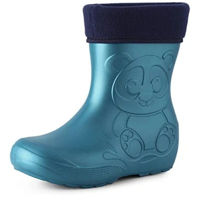 Afbeelding van Ladeheid Kinder Regenlaarzen Thermo Rubberlaarzen Vederlicht EVA LA CA PandaWinter Metallic Blauw 28/29