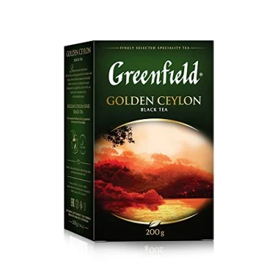 Afbeelding van GREENFIELD Gold Ceylon zwarte losse thee 200 g blad uit Sri Lanka fijne bladeren ontbijtthee unieke oorsprong