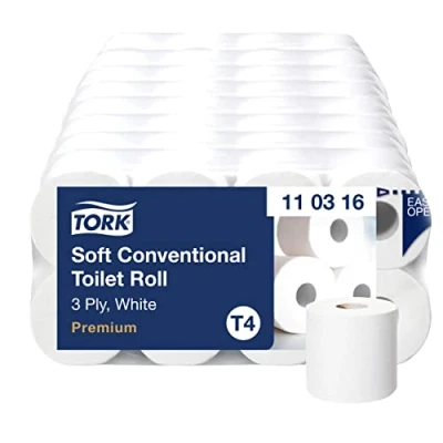 Afbeelding van Tork Premium toiletpapier extra soft, 3 laags, 250 vellen, systeem T4, wit, pak van 8 rollen
