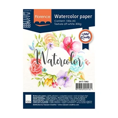 Afbeelding van Aquarelpapier Off White A5 300 grams Lichte Structuur Texture Florence 100 vellen