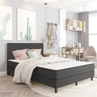 Afbeelding van vidaXL Boxspringframe stof grijs 140x200 cm