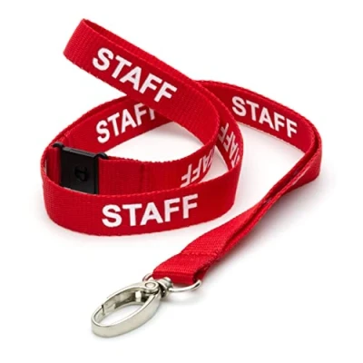Afbeelding van CKB Ltd Staff LANYARDS Draaibare metalen schouderband voor ID kaarthouder, ontwerp met snelsluiting, Rood