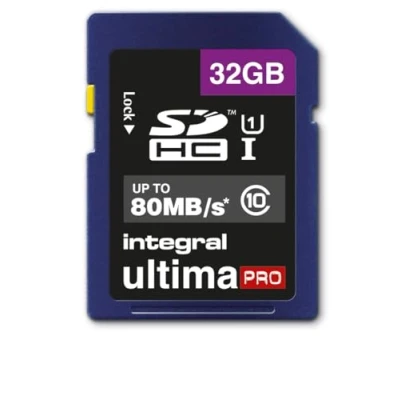 Afbeelding van Integral 32GB SDHC UltimaPro UHS I Class 10 flashgeheugen