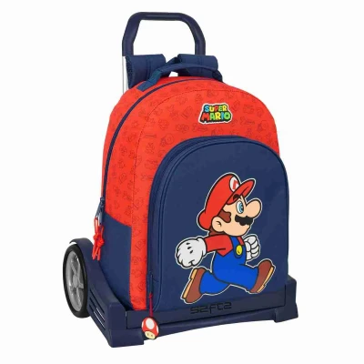 Afbeelding van Schoolrugzak met Wielen Super Mario Trick Rood Donkerblauw 32 x 42 15 cm
