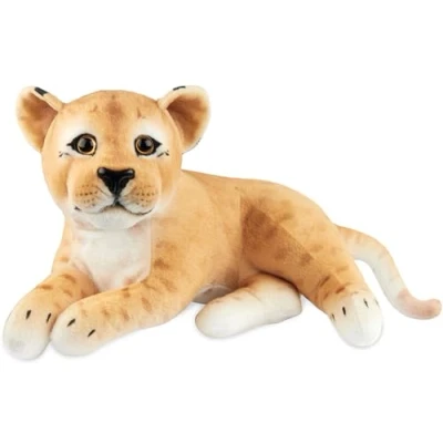 Afbeelding van BRUBAKER Löwin knuffeldier, 30 cm, leeuw, babyknuffeldier, roofkat, liggend, pluche speelgoed voor kinderen, bruin