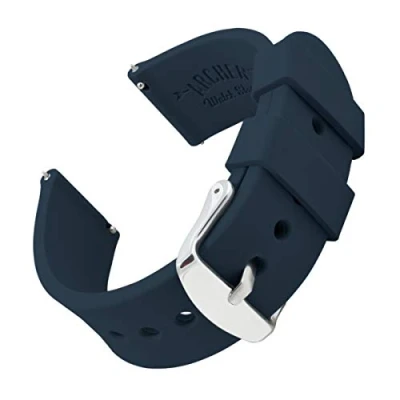 Afbeelding van Archer horlogebanden Gekleurde Rubber horlogeband vervangende siliconen band voor klassieke of aangesloten horloges snel los ruime keuze aan kleuren, Nachtblauw., 20mm (Voir notre diagrame)