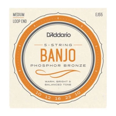 Image de D&#039;Addario EJ55 Phosphor Bronze Medium 10 23 Jeu de 5 cordes Banjo
