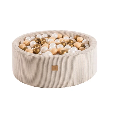 Afbeelding van Moderne Stijlvolle Ecru Ballenbak Ballenbakje België Wit Parelmoer/Beige/Goud