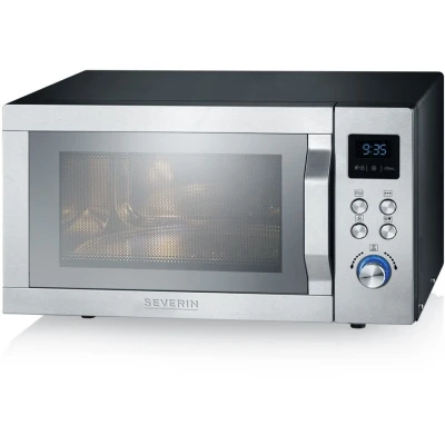 Afbeelding van Severin MW 7775 Magnetron Zilver zwart 900 W Heteluchtfunctie, Grillfunctie