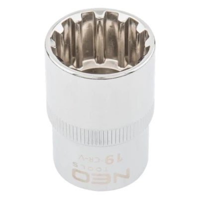 Afbeelding van NEO TOOLS 08 591 Steeksleutelelement 1/2 3124 19 mm Chroom vanadium staal Spline
