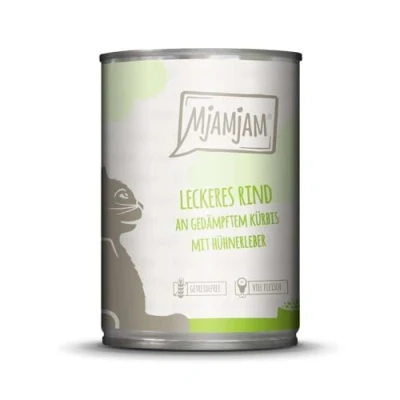 Afbeelding van 6x400g MjAMjAM Heerlijk Rundvlees op Gestoomde Pompoen Kattenvoer Nat