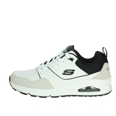 Afbeelding van Skechers Uno Retro One Sneakers voor heren, Duraleather wit leer zwart mesh, 41.5 EU