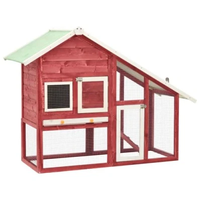 Image de vidaXL Clapier Rouge et blanc 140x63x120 cm Bois de sapin massif170871