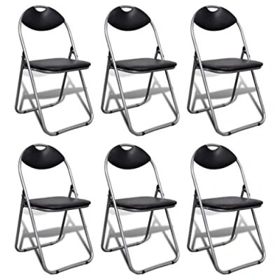 Image de vidaXL Chaises à manger pliables lot de 6 noir similicuir et acier241494
