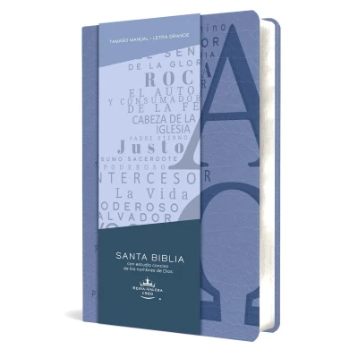 Afbeelding van Biblia RVR 1960 letra grande tamaño manual, simil piel azul celeste con nombres de Dios / Spanish Bible Handy Size Large Print Leathersoft Soft Blue
