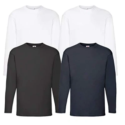 Afbeelding van Fruit of the Loom Set van 4 T shirts met lange mouwen, kleuren naar keuze
